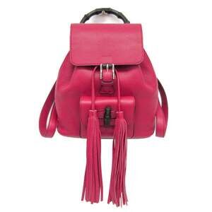 GUCCI Authentic Pink Leather Bamboo Backpack